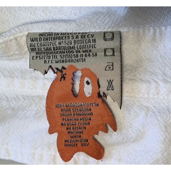 Piraña Joe Roatan 100% Cotton Shirt White Short Adjustable Sleeve Large - Picture 8 of 16